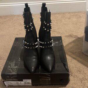 LendBlack Studded Pointed Toe Ankle Boots - Brand